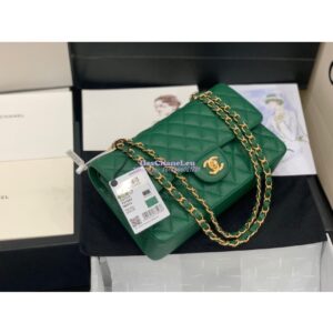 Replica Chanel CF 1112 Classic Flap Caviar in Green Bag 2