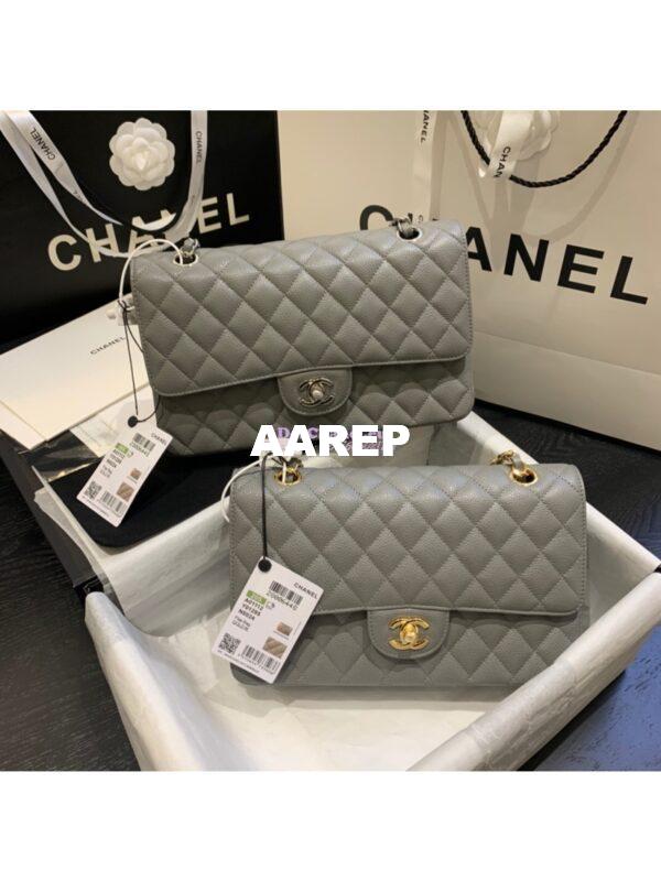 Replica Chanel CF 1112 Classic Flap Caviar in Grey Bag 3