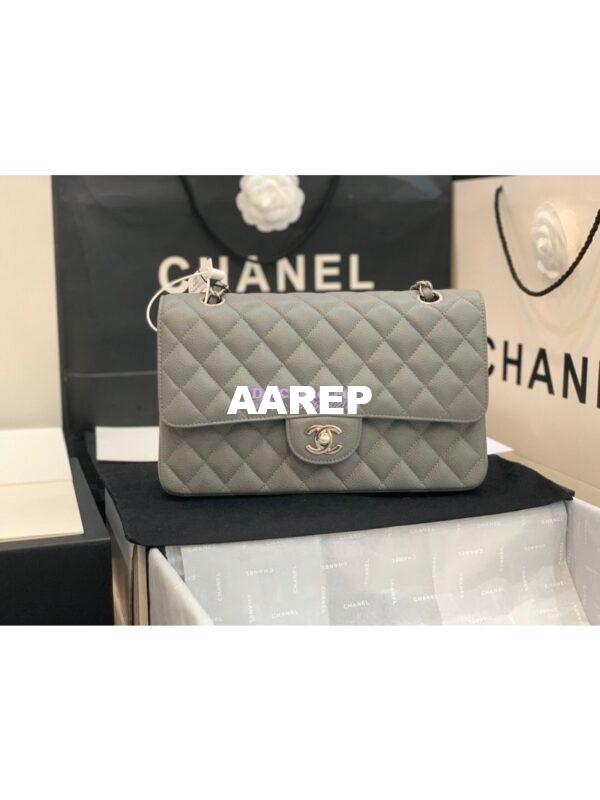Replica Chanel CF 1112 Classic Flap Caviar in Grey Bag 4