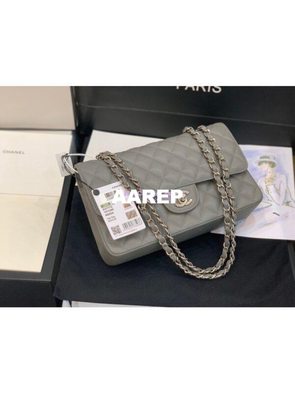 Replica Chanel CF 1112 Classic Flap Caviar in Grey Bag 5