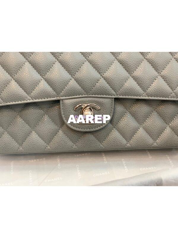 Replica Chanel CF 1112 Classic Flap Caviar in Grey Bag 6