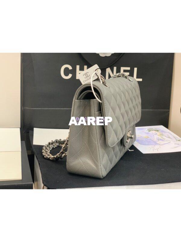 Replica Chanel CF 1112 Classic Flap Caviar in Grey Bag 7