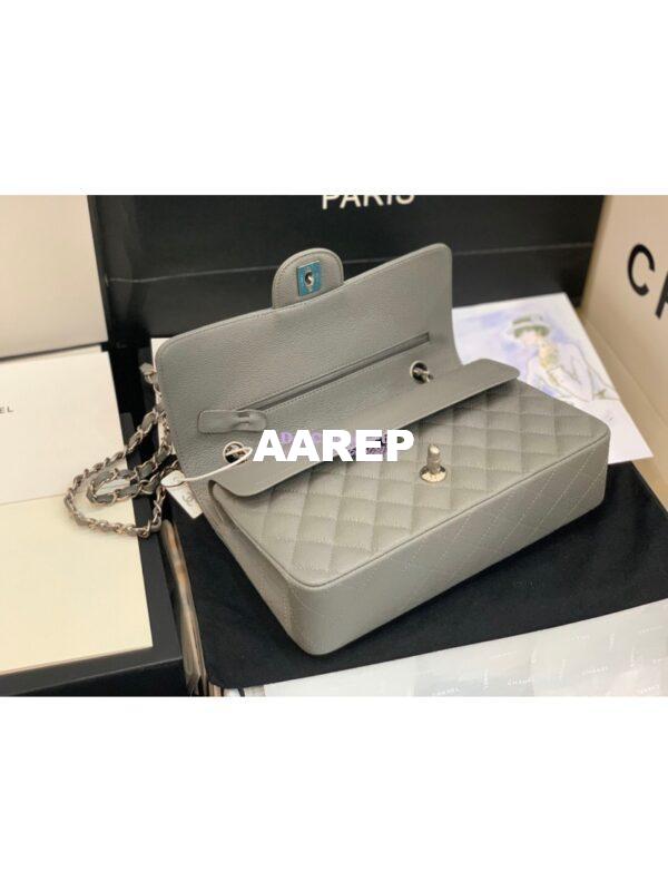 Replica Chanel CF 1112 Classic Flap Caviar in Grey Bag 8