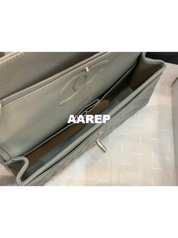 Replica Chanel CF 1112 Classic Flap Caviar in Grey Bag 10