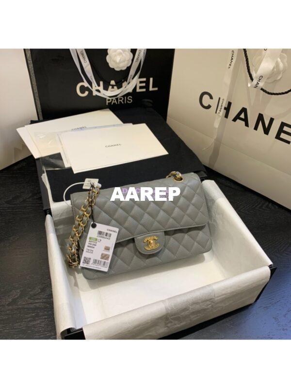 Replica Chanel CF 1112 Classic Flap Caviar in Grey Bag 13