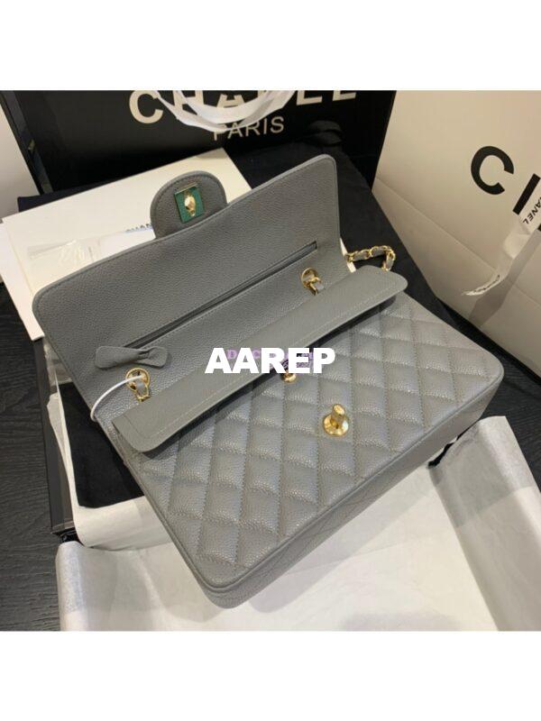 Replica Chanel CF 1112 Classic Flap Caviar in Grey Bag 18
