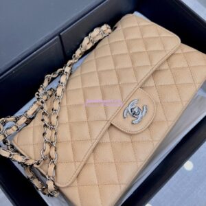 Replica Chanel CF 1112 Classic Flap Caviar in Beige Bag