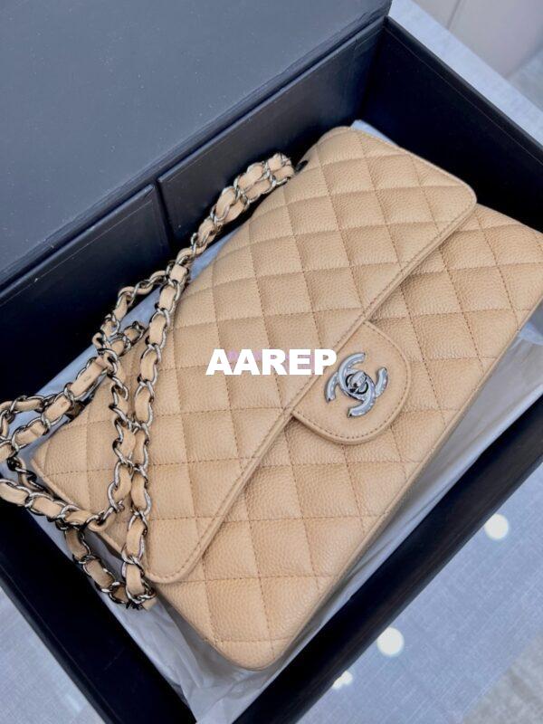 Replica Chanel CF 1112 Classic Flap Caviar in Beige Bag 3