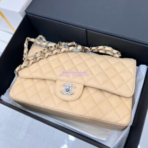Replica Chanel CF 1112 Classic Flap Caviar in Beige Bag 2