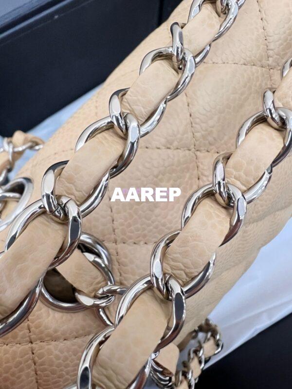 Replica Chanel CF 1112 Classic Flap Caviar in Beige Bag 9