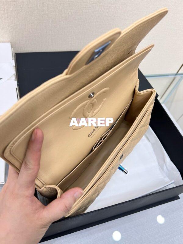 Replica Chanel CF 1112 Classic Flap Caviar in Beige Bag 10