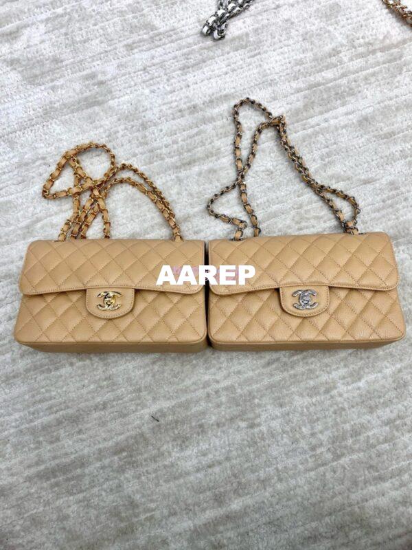Replica Chanel CF 1112 Classic Flap Caviar in Beige Bag 12