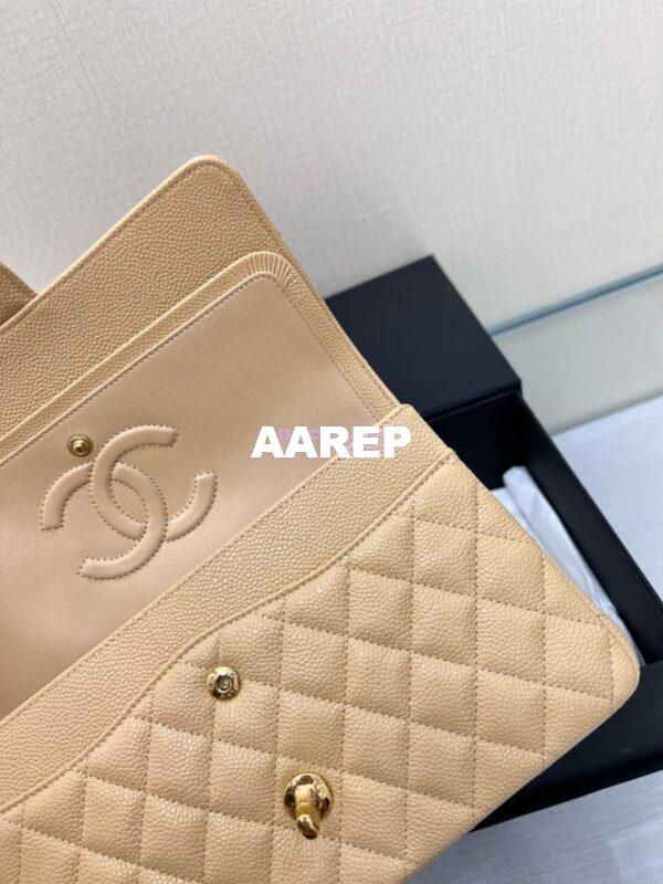 Replica Chanel CF 1112 Classic Flap Caviar in Beige Bag 19