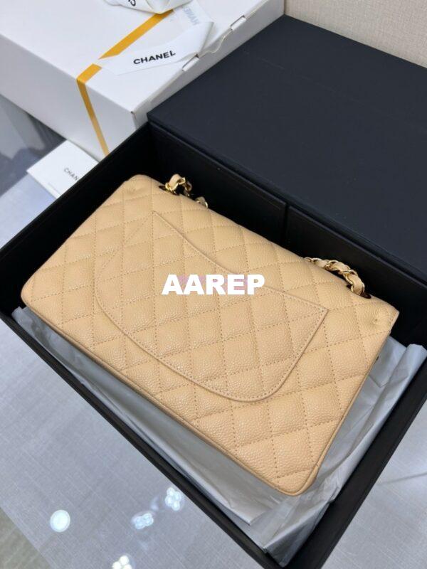 Replica Chanel CF 1112 Classic Flap Caviar in Beige Bag 21