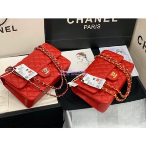 Replica Chanel CF 1112 Classic Flap Caviar in Red Bag 2