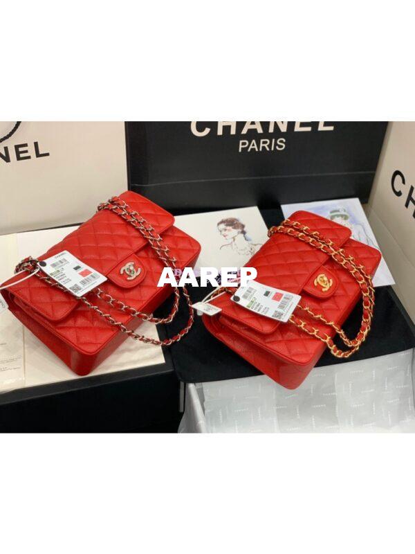 Replica Chanel CF 1112 Classic Flap Caviar in Red Bag 4