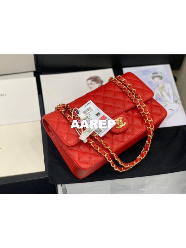 Replica Chanel CF 1112 Classic Flap Caviar in Red Bag 5