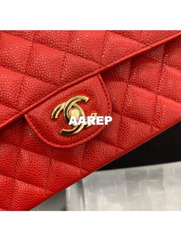 Replica Chanel CF 1112 Classic Flap Caviar in Red Bag 7
