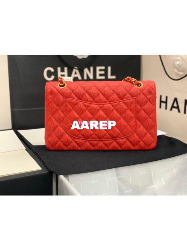 Replica Chanel CF 1112 Classic Flap Caviar in Red Bag 11
