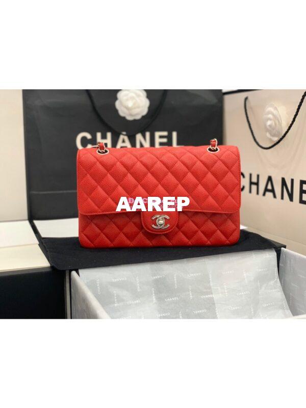 Replica Chanel CF 1112 Classic Flap Caviar in Red Bag 12