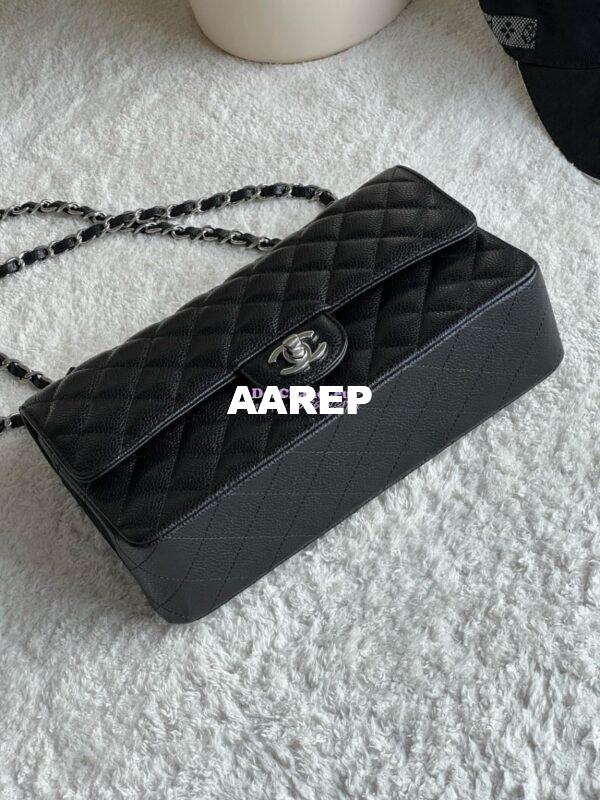 Replica Chanel CF 1112 Classic Flap Caviar in Black Bag 6