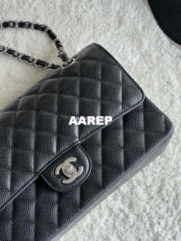 Replica Chanel CF 1112 Classic Flap Caviar in Black Bag 7