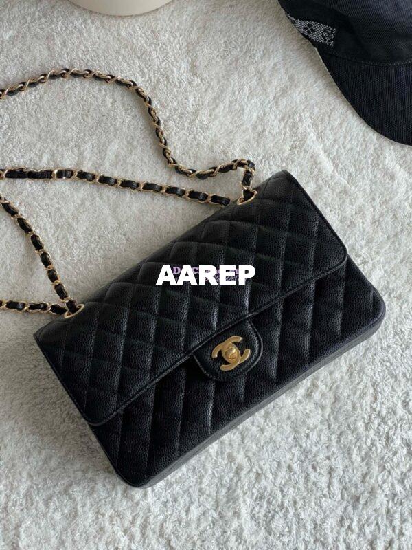 Replica Chanel CF 1112 Classic Flap Caviar in Black Bag 12