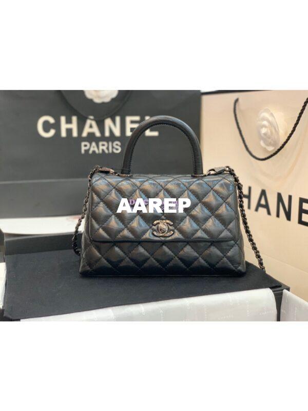 Replica Chanel Coco Metallic Aged Calfskin Flap Bag 92991 So Black 5