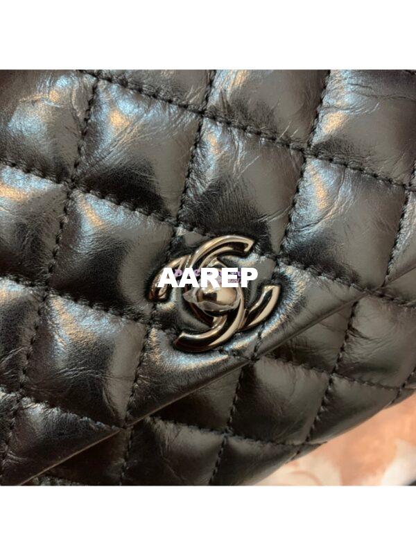 Replica Chanel Coco Metallic Aged Calfskin Flap Bag 92991 So Black 6