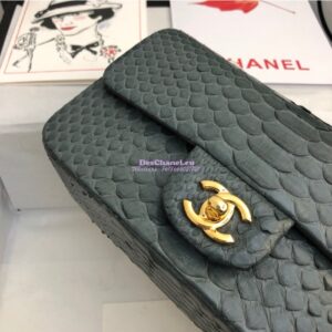 Replica Chanel Python Small 20cm Classic Flap Bag Dark Grey 2