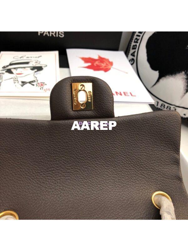 Replica Chanel Python Small 20cm Classic Flap Bag Dark Brown 6