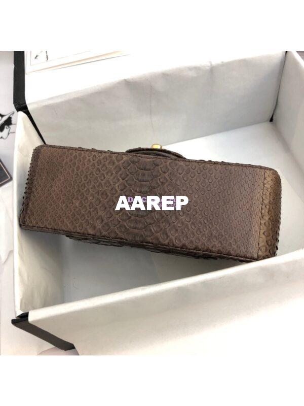 Replica Chanel Python Small 20cm Classic Flap Bag Dark Brown 11