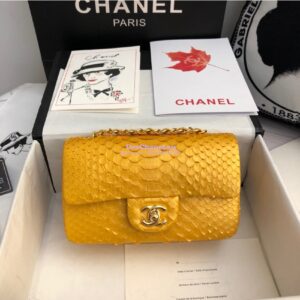 Replica Chanel Python Small 20cm Classic Flap Bag Gold