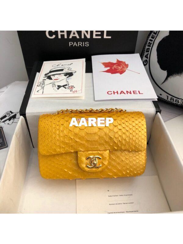 Replica Chanel Python Small 20cm Classic Flap Bag Gold 3