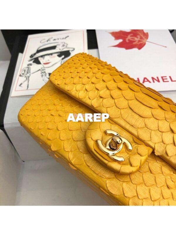 Replica Chanel Python Small 20cm Classic Flap Bag Gold 4