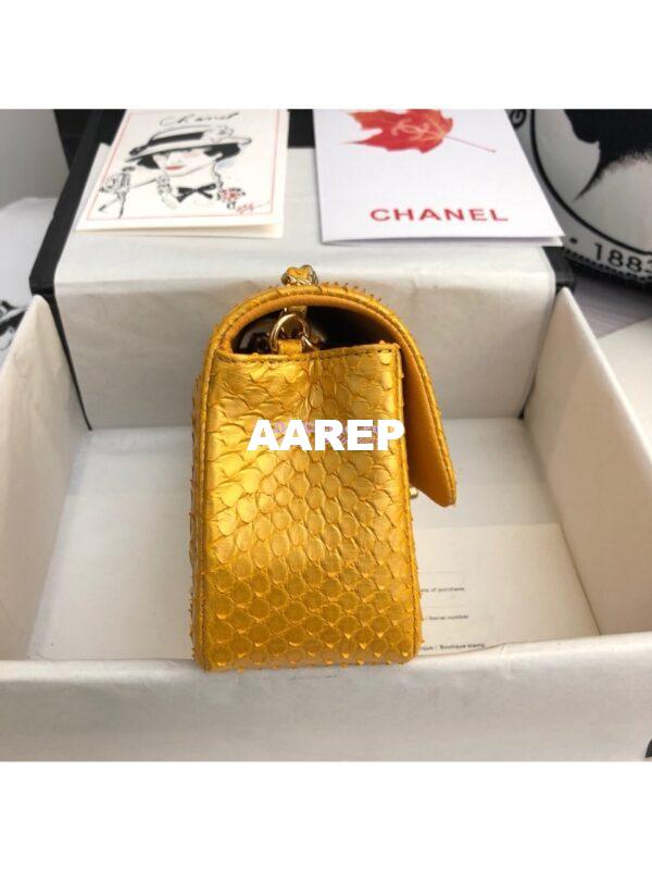 Replica Chanel Python Small 20cm Classic Flap Bag Gold 5