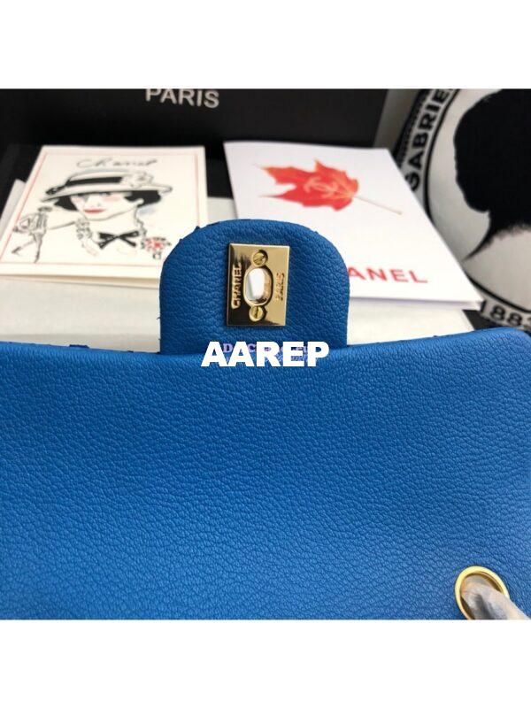 Replica Chanel Python Small 20cm Classic Flap Bag Blue Agate 6
