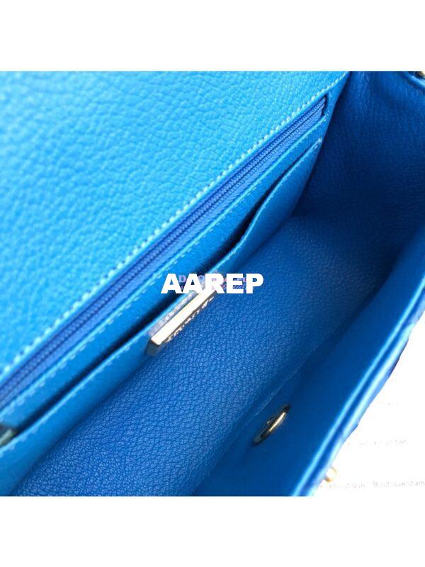 Replica Chanel Python Small 20cm Classic Flap Bag Blue Agate 7