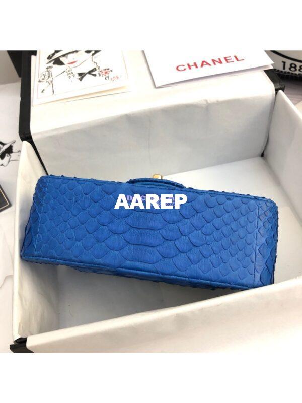 Replica Chanel Python Small 20cm Classic Flap Bag Blue Agate 10