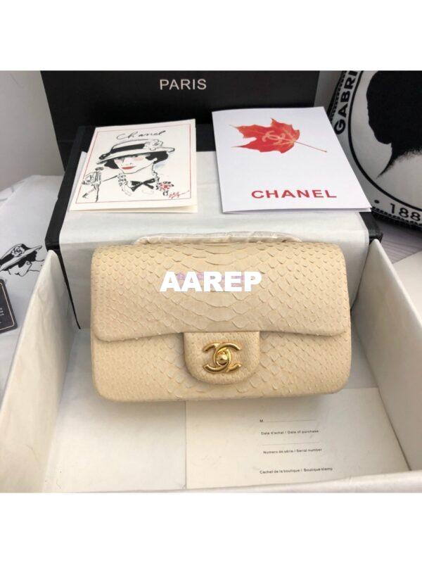 Replica Chanel Python Small 20cm Classic Flap Bag Cream 3