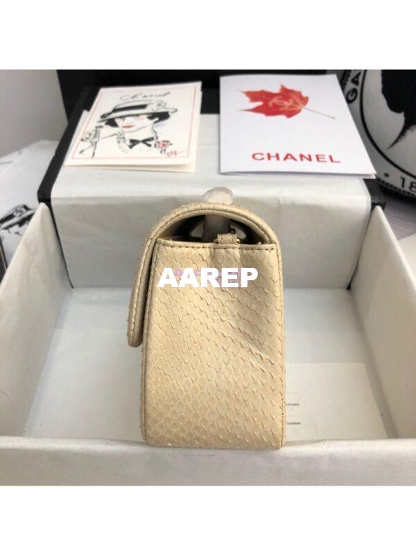 Replica Chanel Python Small 20cm Classic Flap Bag Cream 5