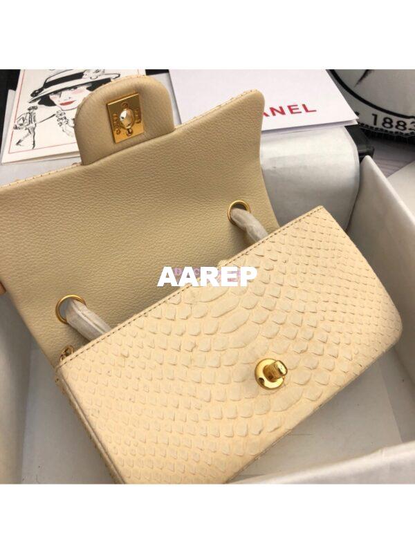 Replica Chanel Python Small 20cm Classic Flap Bag Cream 7