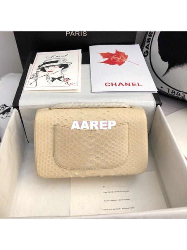 Replica Chanel Python Small 20cm Classic Flap Bag Cream 10