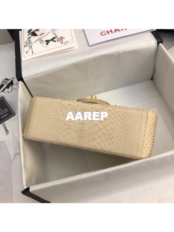 Replica Chanel Python Small 20cm Classic Flap Bag Cream 11