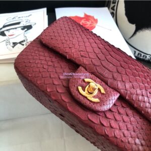 Replica Chanel Python Small 20cm Classic Flap Bag Wine 2