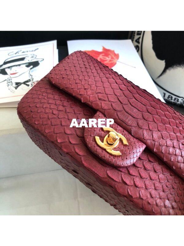Replica Chanel Python Small 20cm Classic Flap Bag Wine 4