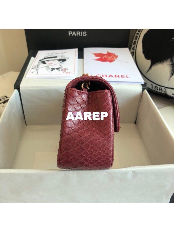 Replica Chanel Python Small 20cm Classic Flap Bag Wine 5