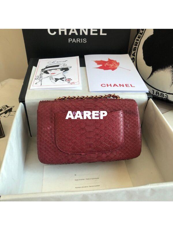 Replica Chanel Python Small 20cm Classic Flap Bag Wine 6