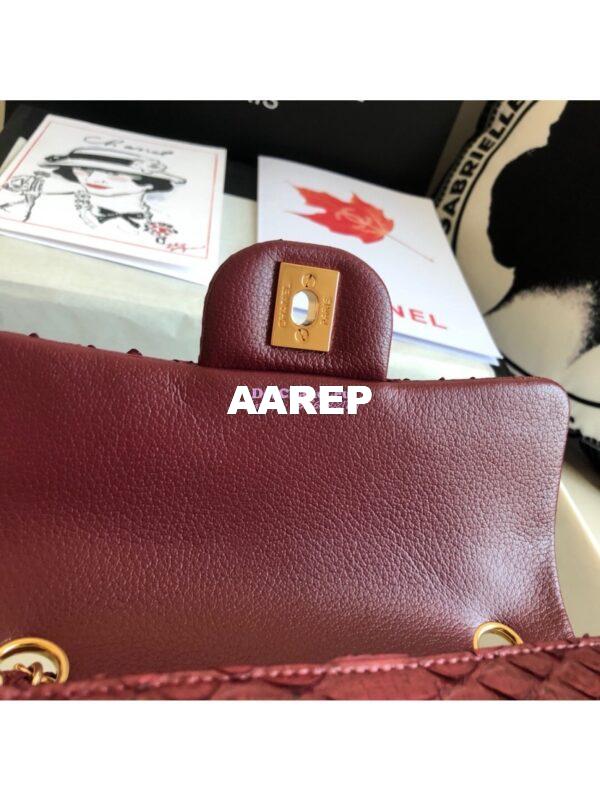 Replica Chanel Python Small 20cm Classic Flap Bag Wine 7