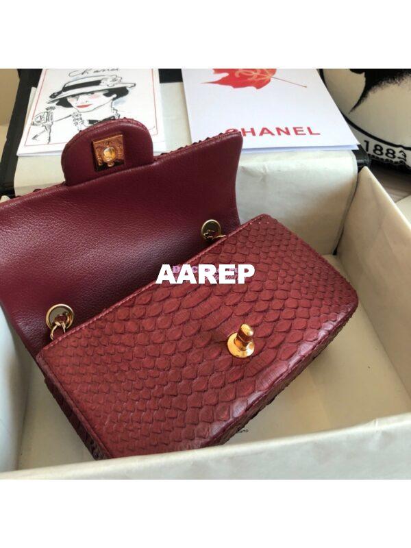 Replica Chanel Python Small 20cm Classic Flap Bag Wine 8